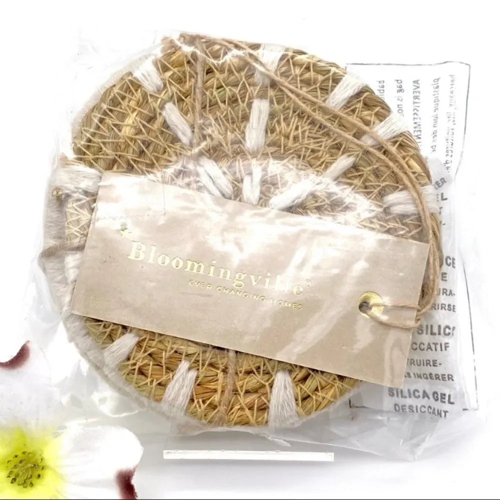 Bloomingville Boho Style 4 coasters woven Seagrass